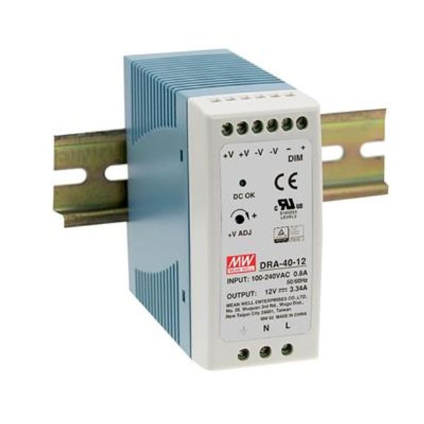Pulse power supply unit 12V 3.34A mounting on DIN rail with control image 1