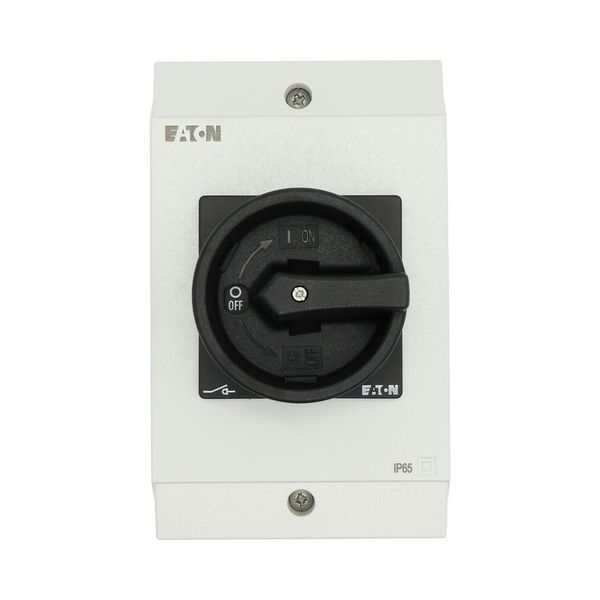 Main switch, P1, 25 A, surface mounting, 3 pole, 1 N/O, 1 N/C, STOP function, With black rotary handle and locking ring, Lockable in the 0 (Off) posit image 44