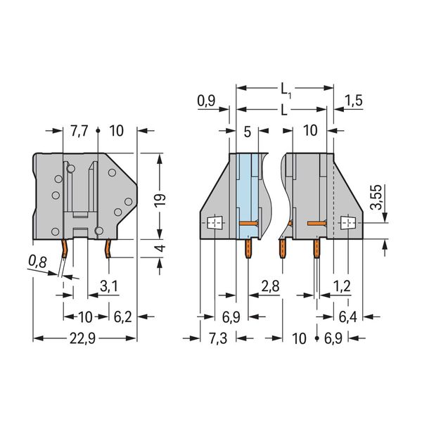 PCB terminal block 4 mm² Pin spacing 10 mm gray image 2