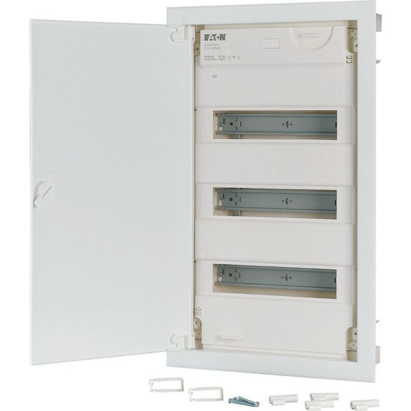 Hollow wall compact distribution board, 3-rows, super-slim sheet steel door image 1