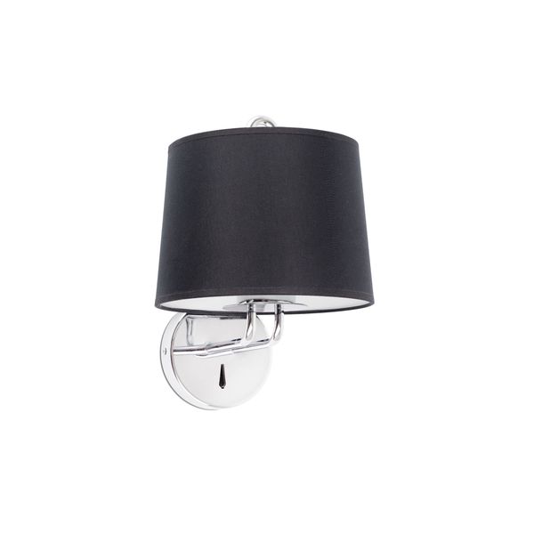 MONTREAL CHROME WALL LAMP BLACK LAMPSHADE image 1