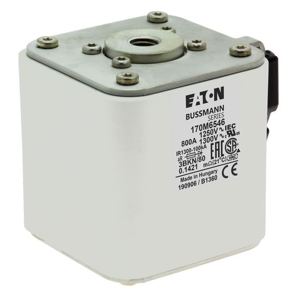 Fuse-link, high speed, 800 A, AC 1250 V, size 3, 76 x 92 x 83 mm, aR, IEC, UL, single indicator image 10