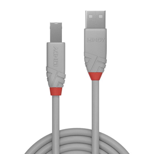 0.5m USB 2.0 Type A to B Cable, Anthra Line, Grey USB Type A Male to B Male image 2