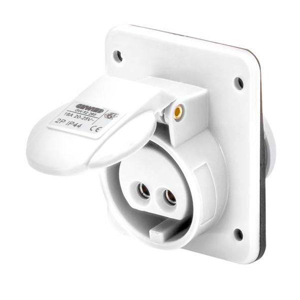 10° ANGLED FLUSH-MOUNTING SOCKET-OUTLET - IP44 - 2P 16A 20-25V and 40-50V d.c. - WHITE - 10H - SCREW WIRING image 2