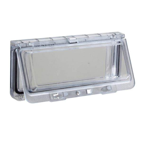 Plastic window with hinged transparent cover, L78xW235xD25mm. image 1
