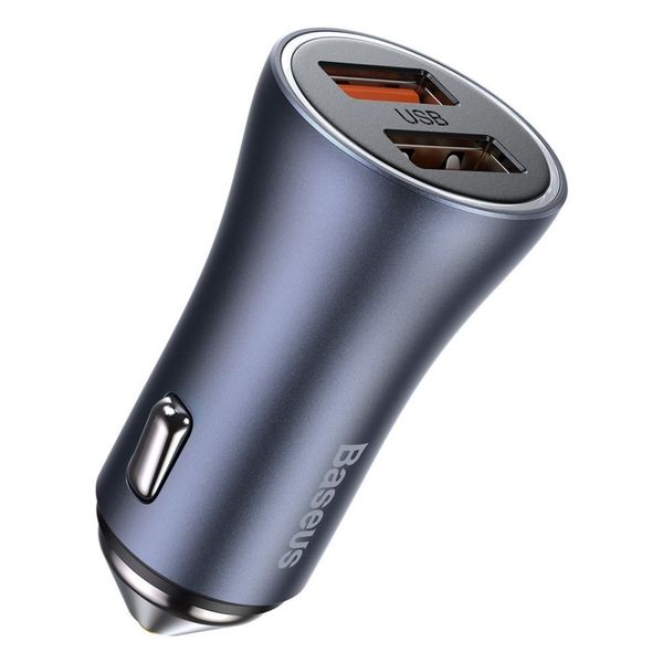 Car Quick Charger 40W 12-24V 2xUSB QC4.0 SCP FCP AFCwith USB-C 1m Cable , Dark Gray image 3