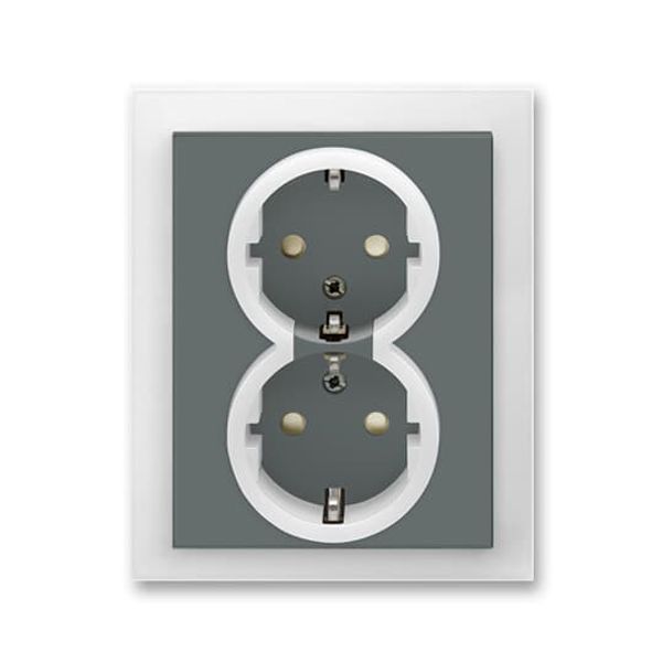 5512M-C03459 61 Double socket outlet with earthing contacts, shuttered image 1