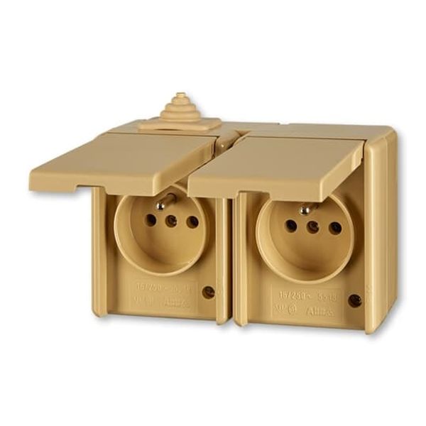 5518-2029 D Double socket outlet with earthing pins, with hinged lids, IP 44 image 1