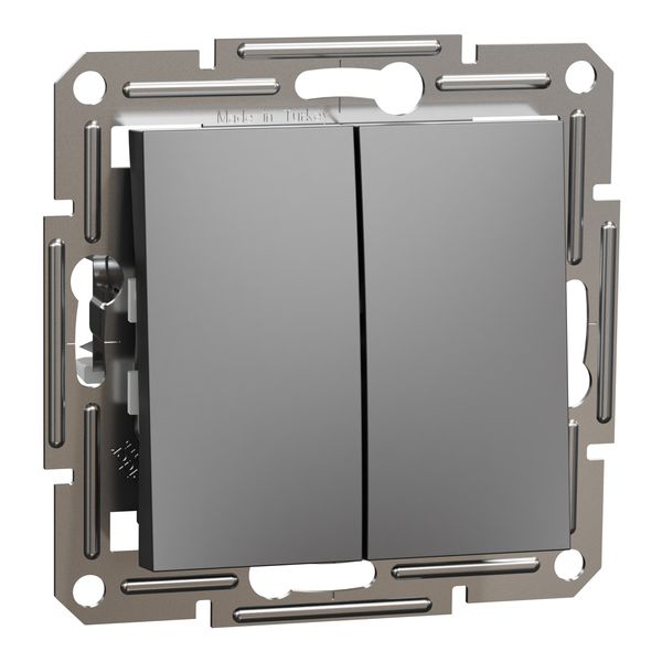 Asfora - double 2way switch, screwless terminals, wo frame, anthracite image 3