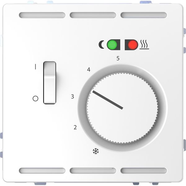 Floor thermostat 230 V with switch and central plate, lotus white, System Design image 4