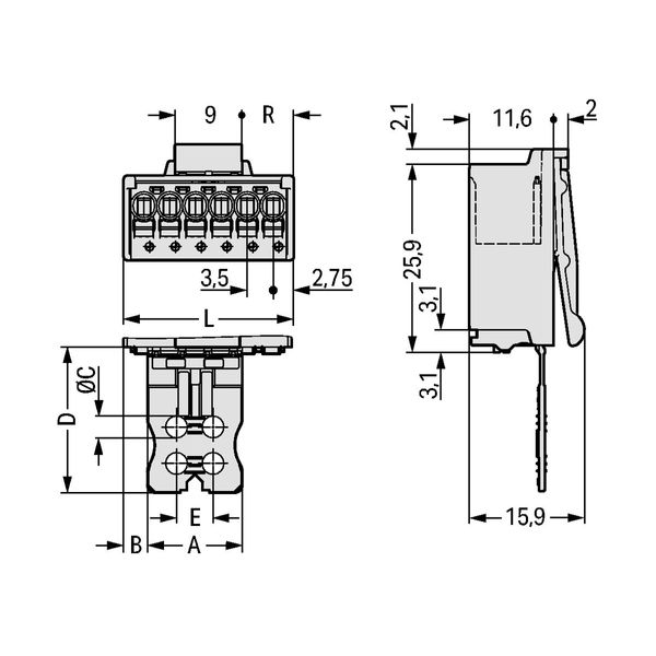 1-conductor male connector Push-in CAGE CLAMP® 1.5 mm² light gray image 3