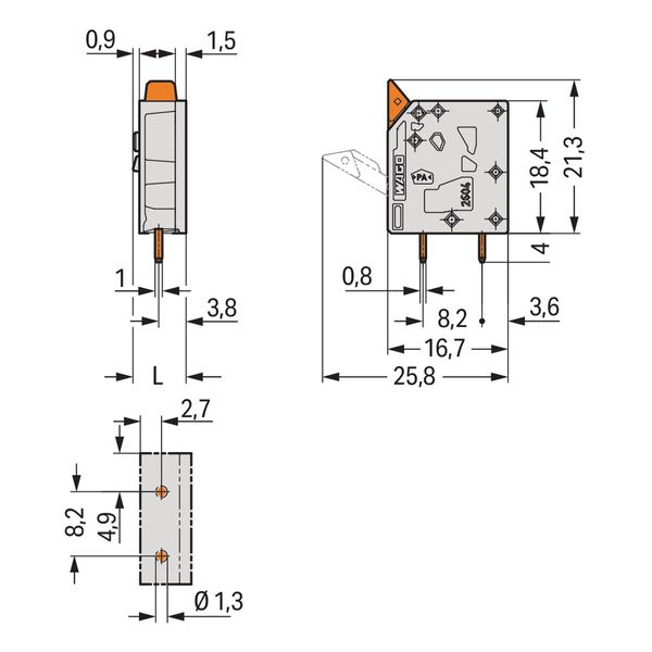 PCB terminal block lever 4 mm² gray image 5