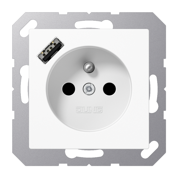 SCHUKO socket with USB type AC A1520F-18AWW image 1