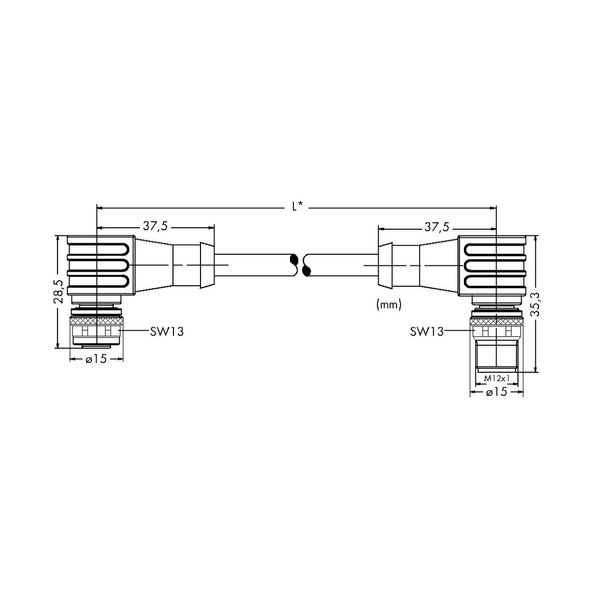 System bus cable M12B socket angled M12B plug angled yellow image 2