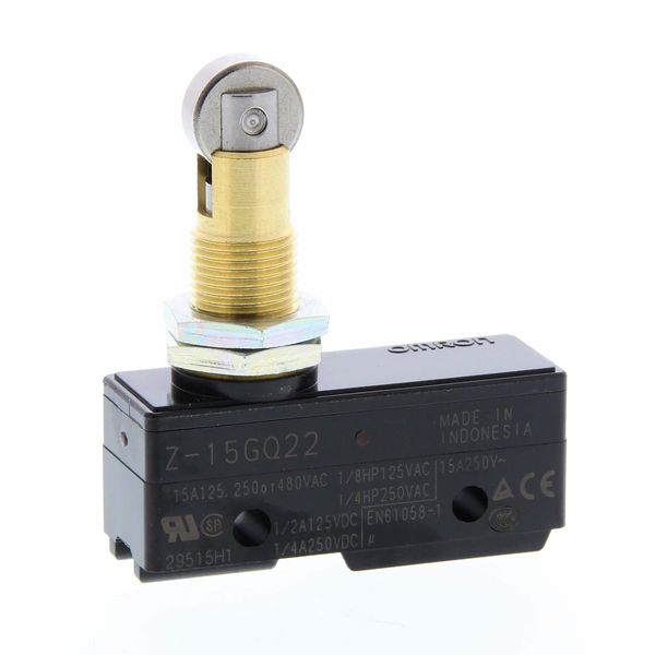 General purpose basic switch, panel mount roller plunger, SPDT, 15 A, image 3