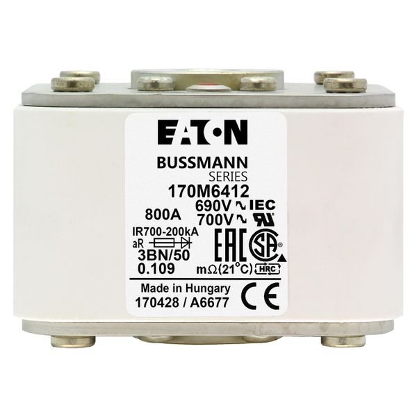 Fuse-link, high speed, 800 A, AC 690 V, size 3, aR, IEC, UL, single indicator image 8