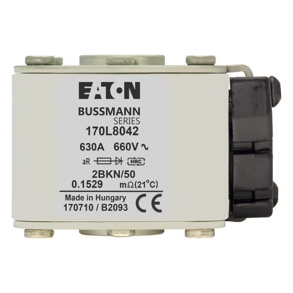 Fuse-link, high speed, 630 A, AC 660 V, Size 2, 59 x 77 x 50 mm, aR, IEC, single indicator image 8