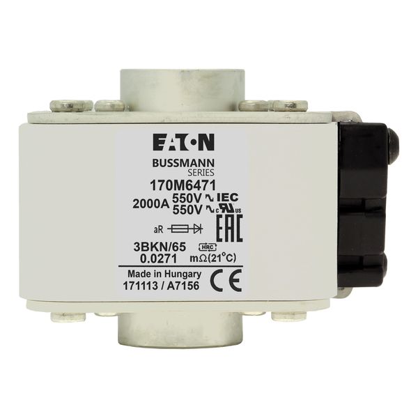 Fuse-link, high speed, 2000 A, AC 550 V, size 3, 76 x 92 x 53 mm, aR, IEC, UL, type K indicator image 9