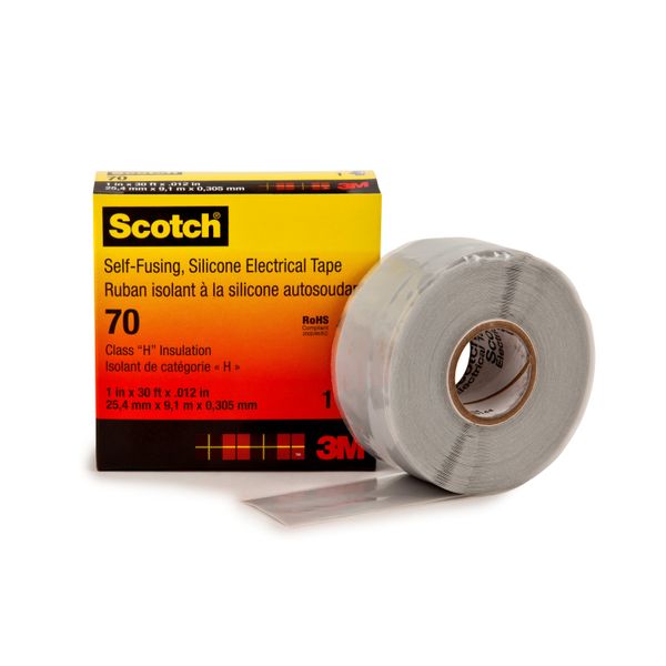 Scotch® Self-Fusing Silicone Rubber Electrical Tape 70, 25 mm x 9 m image 1