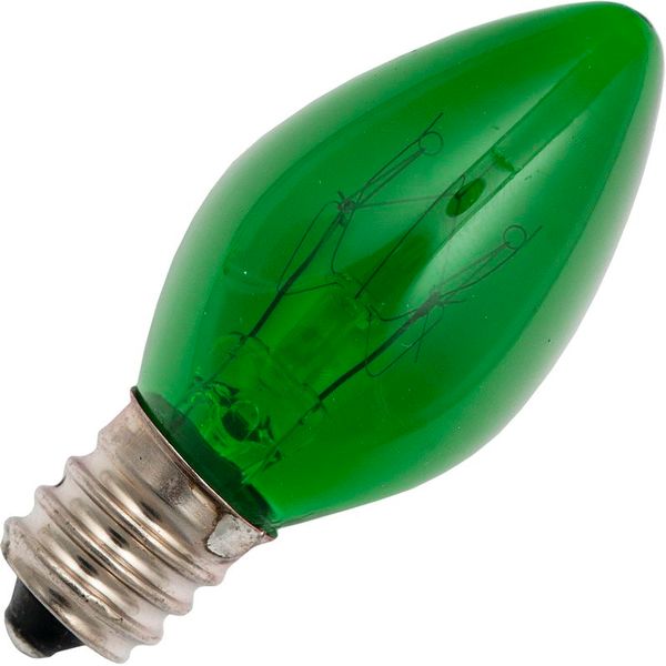 E12 Candle C22x54 240V 10W CC-5A 1.5Khrs Clear Green image 1