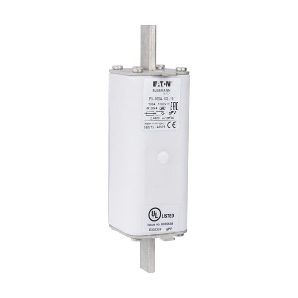 Fuse-link, high speed, 100 A, DC 1500 V, 1XL, 51 x 189 mm, gPV, IEC, UL, with indicator image 11