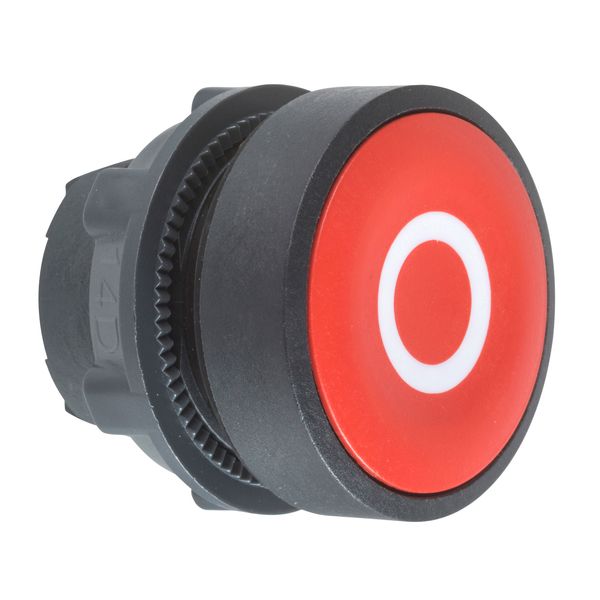Harmony XB5, Push button head, plastic, flush, red, Ø22, spring return, marked O image 1
