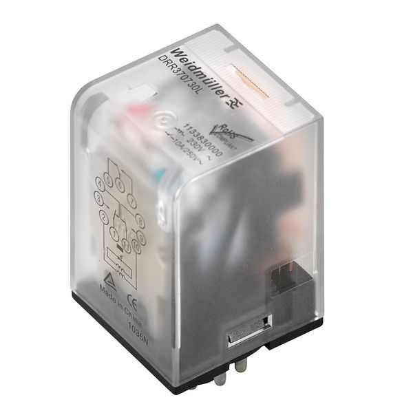 Industrial relay, 220 V DC, Green LED, 3 CO contact (AgSnO) , 250 V AC image 2
