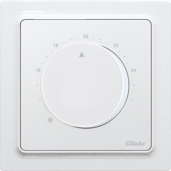 Wireless temperature controller 55x55mm with hand wheel and battery in E-Design55, polar white mat image 1