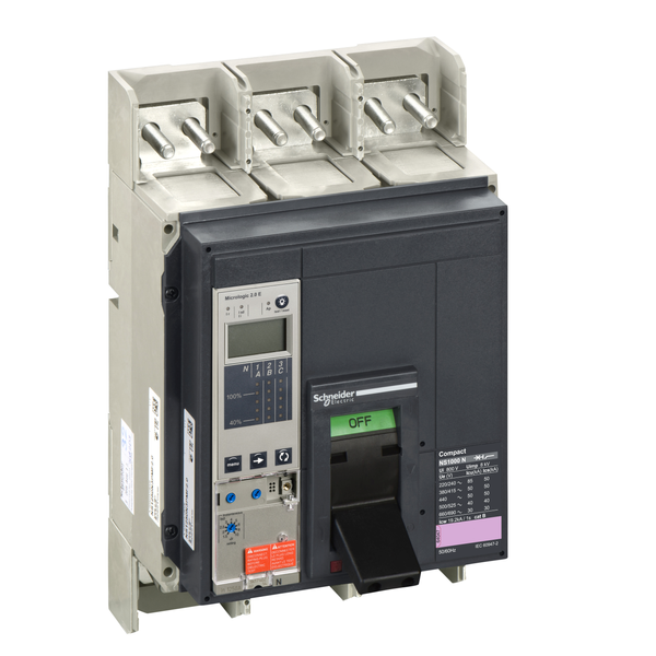 circuit breaker ComPact NS1000N, 50 kA at 415 VAC, Micrologic 2.0 E trip unit, 1000 A, fixed,3 poles 3d image 4