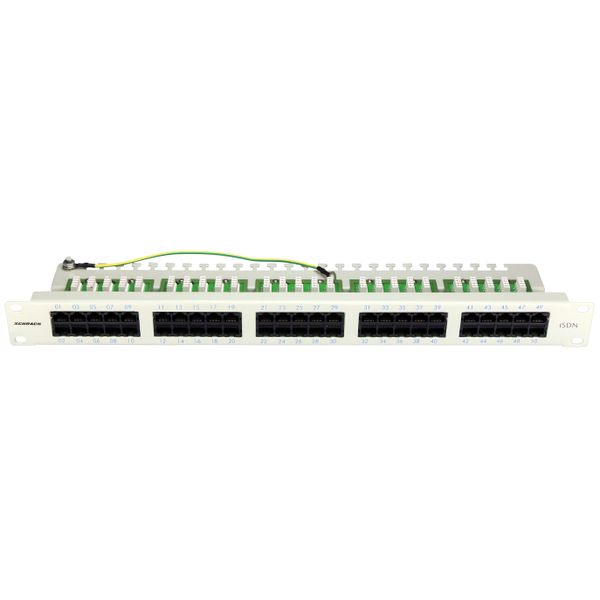 Patchpanel 50xRJ45 unshielded, ISDN, 19", 1U, RAL7035 image 2