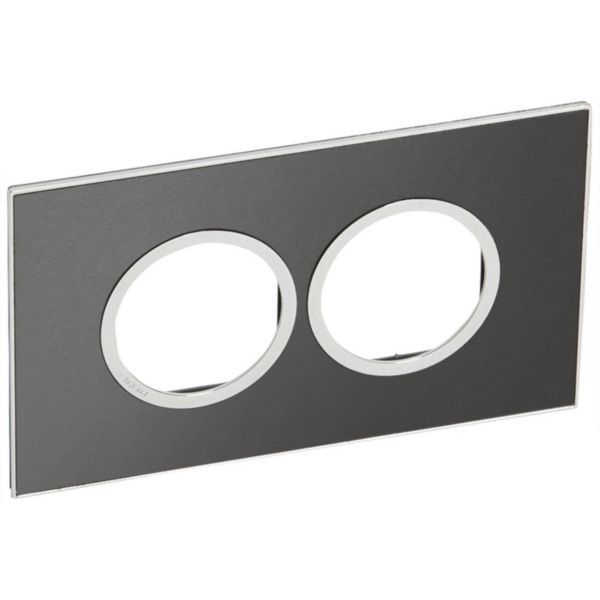 Arteor 2 Gang Surround Plate 4 Module Round Brushed Black image 1