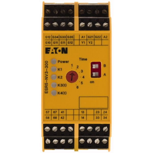 Safety relays for emergency stop/protective door/light curtain monitoring, 24VDC, off-delayed, 0-300 sec. image 3