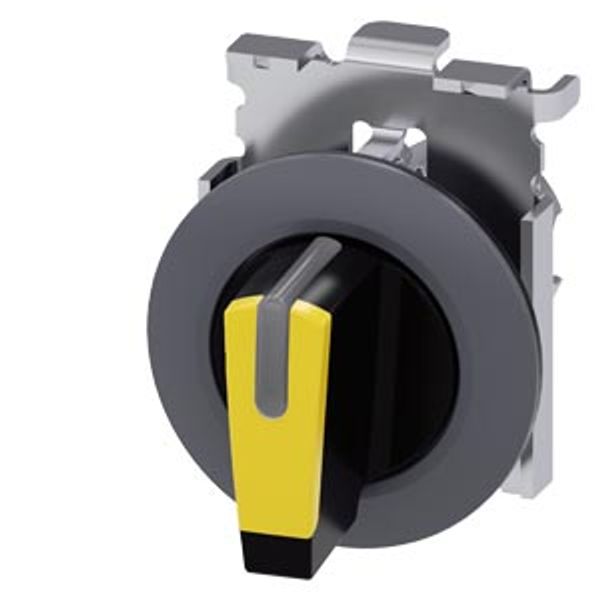 Selector switch, illuminable, 30 mm, round, Metal, matte, yellow, selector switch, short, front ring for flush  3SU1062-2DL30-0AA0-Z X90 image 1