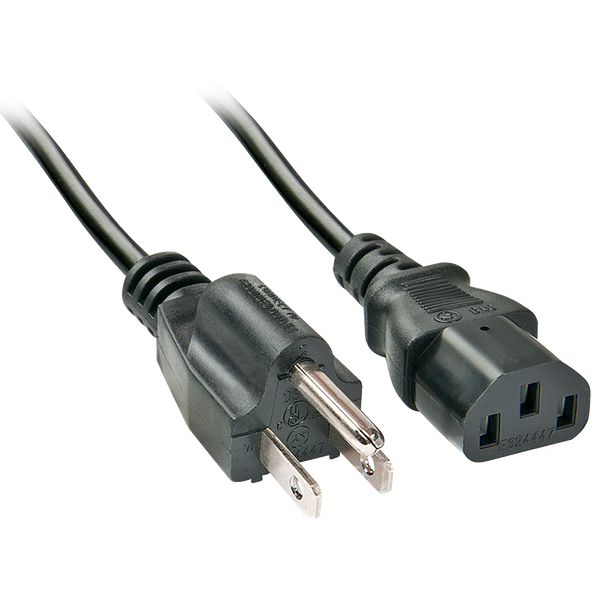 2m US 3 Pin to C13 Mains Cable US 3 Pin Plug to IEC C13 Connector image 1