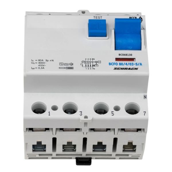 Residual current circuit breaker 80A, 4-p, 300mA, type S,A image 1