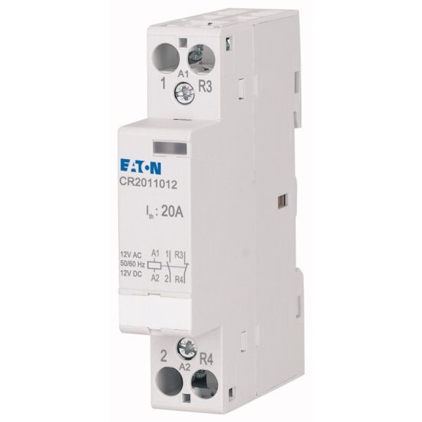 Installation contactor, 20A, 12V AC/DC, 1NO+1NC image 2