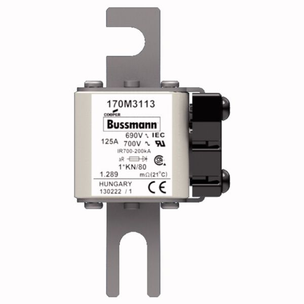 Fuse-link, high speed, 125 A, AC 690 V, compact DIN 1, 45 x 59 x 104 mm, aR, DIN, IEC, single indicator image 1