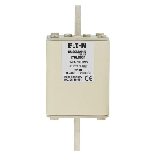 Fuse-link, high speed, 550 A, AC 1000 V, Size 2, 61 x 61 x 141 mm, aR, DIN, IEC, single indicator image 15