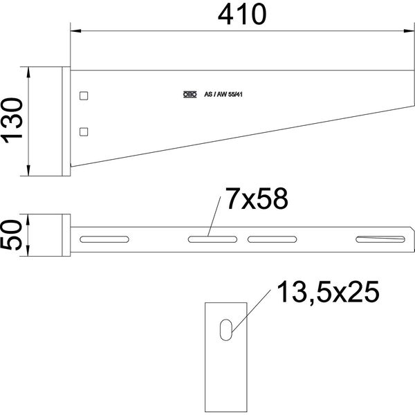AW 55 41 A4 Wall and support bracket with welded head plate B410mm image 2