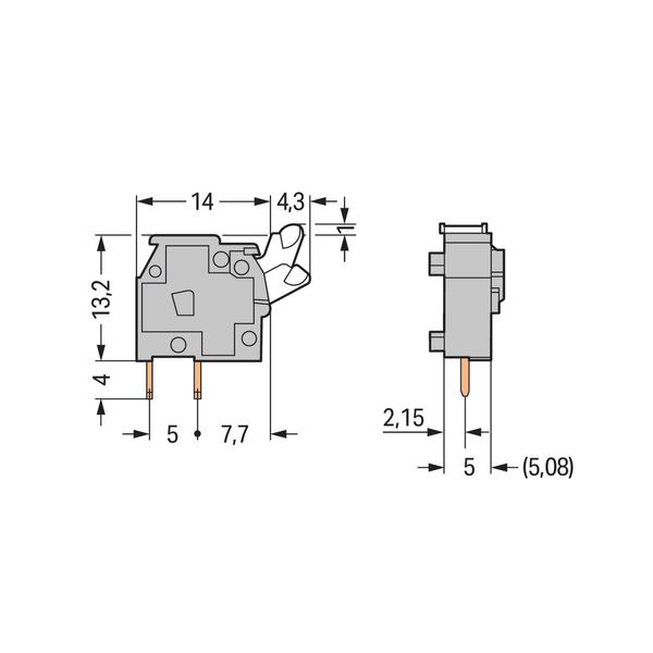 Stackable PCB terminal block push-button 2.5 mm² light gray image 3