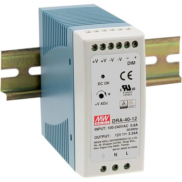 Pulse power supply unit 24V 1.7A mounting on DIN rail with control image 1