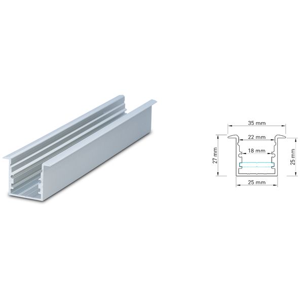 Aluminium profile TBI, L-2000mm W-25mm H-27mm image 2