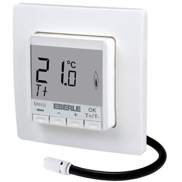 Flush-mounted thermostat as a room controller with limiter function, AC 230V, 1NO contact, 10 A, white backlighting image 1