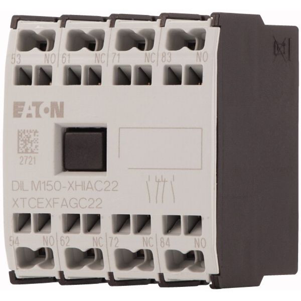 Auxiliary contact module, 4 pole, Ith= 16 A, 2 N/O, 2 NC, Front fixing, Spring-loaded terminals, DILMC40 - DILMC150, XHIA image 3