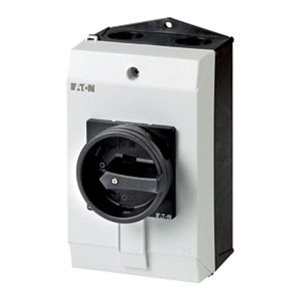 Main switch, P1, 32 A, surface mounting, 3 pole, STOP function, With black rotary handle and locking ring, Lockable in the 0 (Off) position, hard knoc image 2