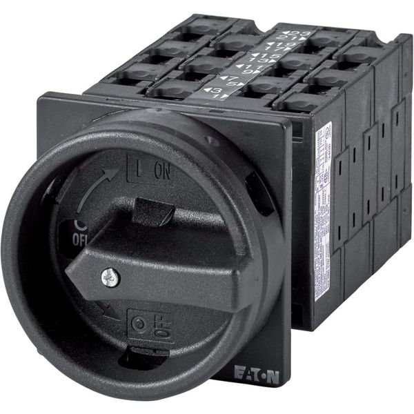 Main switch, T3, 32 A, flush mounting, 6 contact unit(s), 9-pole, 2 N/O, 1 N/C, STOP function, With black rotary handle and locking ring image 3