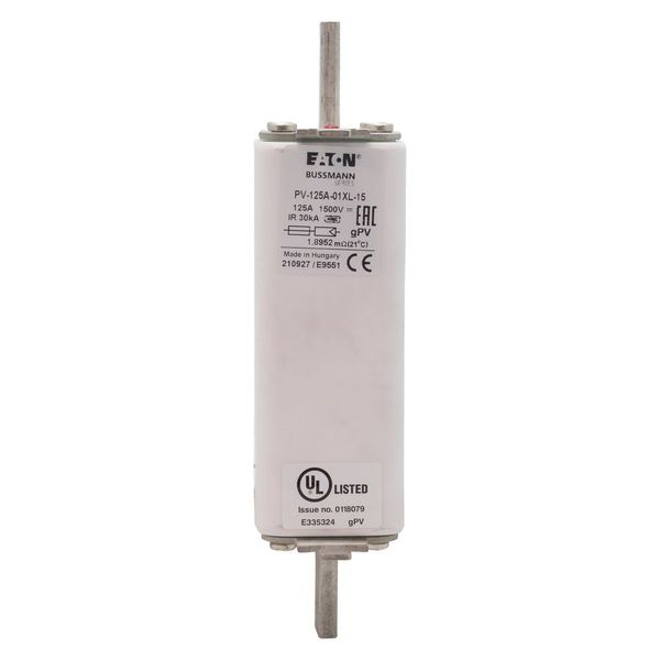 Fuse-link, high speed, 125 A, DC 1500 V, 01XL, 43 x 193 mm, gPV, IEC, UL, with indicator image 6