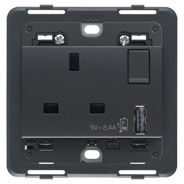 2P+E13ABS socket+switch +A-USB grey image 1