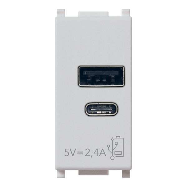 A+C-USB supply unit 12W2,4A5V 1M Silver image 1