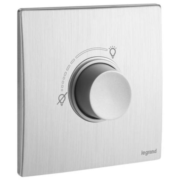 Mallia Senses 1 gang 2 way 40 to 500 watts -incandescent dimmer - 230 volts - Brushed Aluminium image 1